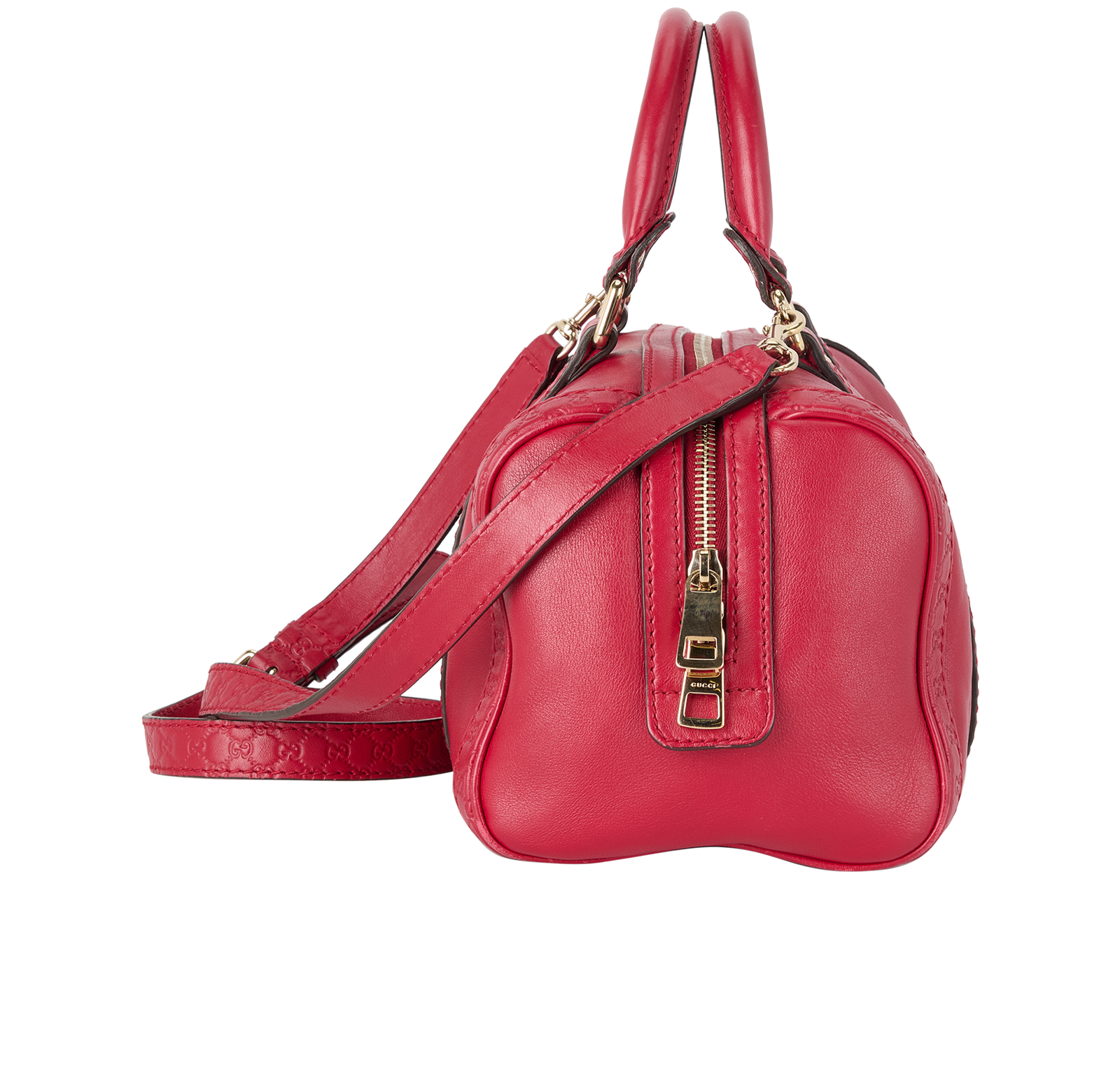 Microguccissima Small Duffle Bag, &pound;450, Handbags, Red, Leather, Side view